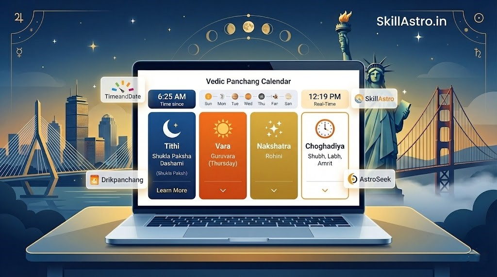 Vedic Panchang and Choghadiya in Boston and US Cities: Your Complete Astrological Almanac Guide | Skill Astro