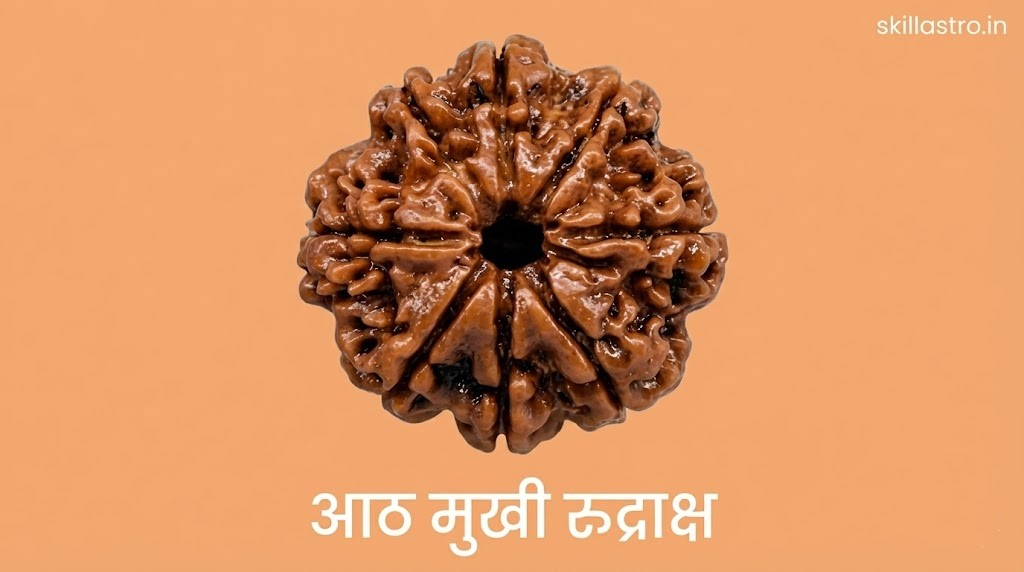8 मुखी रुद्राक्ष के फायदे: गणेश जाप, आयु वृद्धि, धारण विधि | Skill Astro