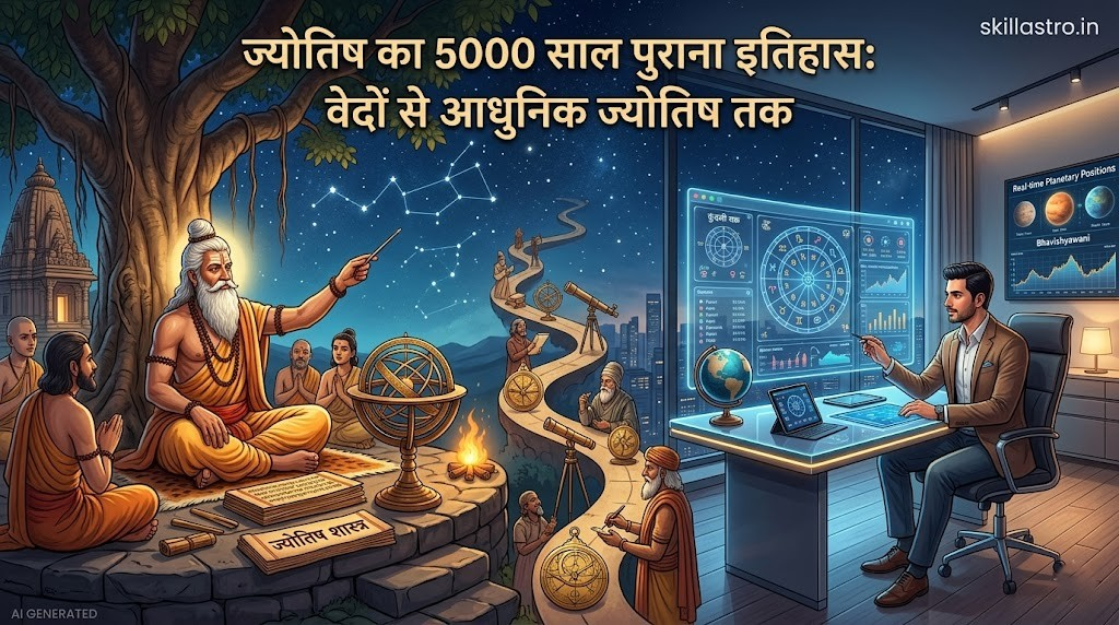 ज्योतिष का 5000 साल पुराना इतिहास: वेदों से आधुनिक युग तक की यात्रा | Skill Astro