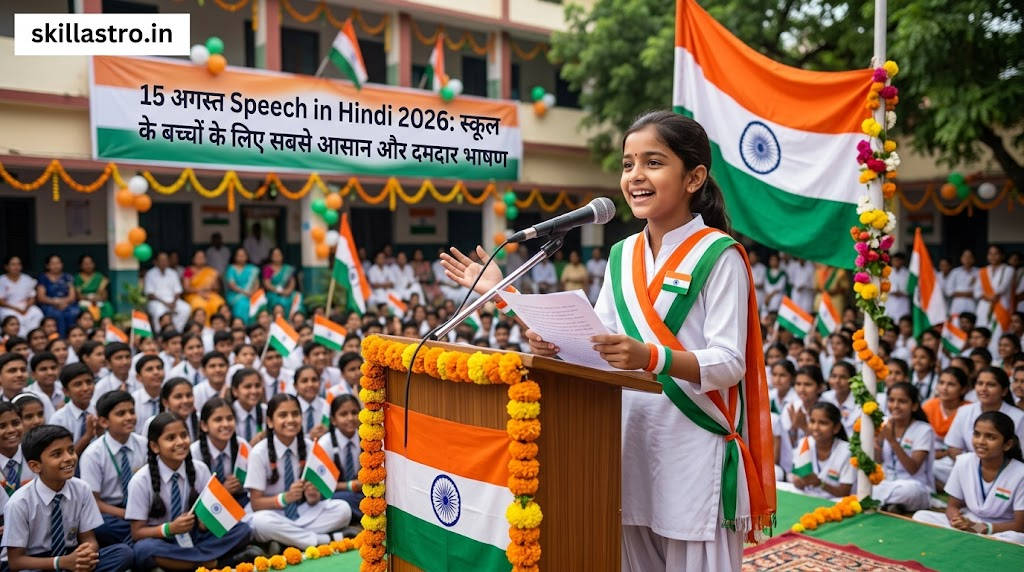 15 August Speech in Hindi 2026: School Ke Bachon Ke Liye Sabse Aasan Aur Damdar Bhashan | Skill Astro