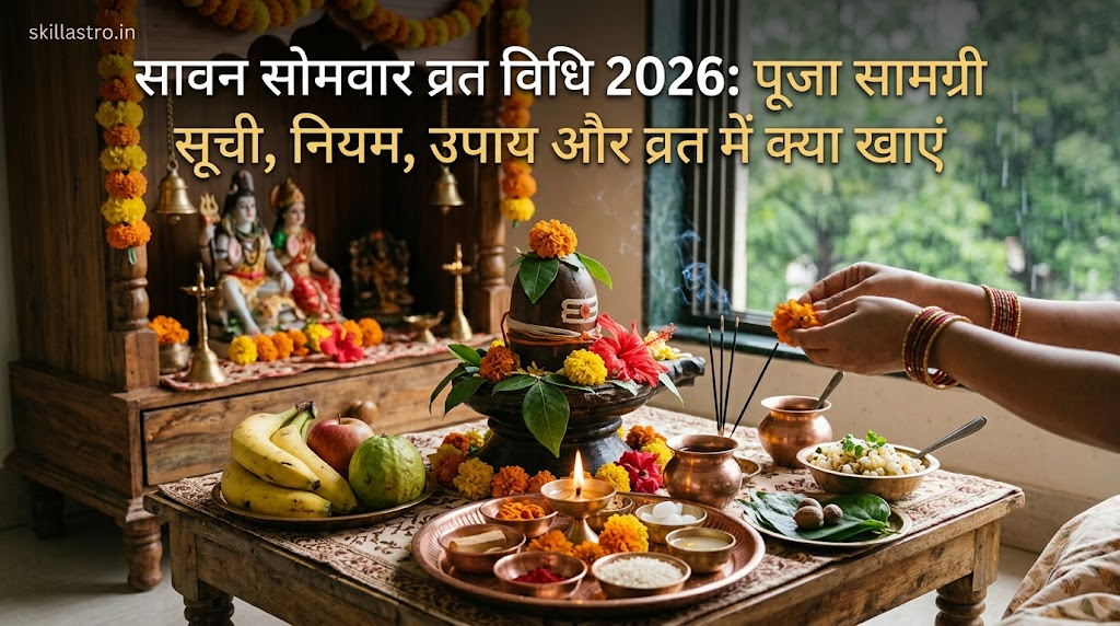 Sawan Somwar Vrat Vidhi 2026: Puja Samagri List, Niyam, Upay aur Vrat Me Kya Khaye | Skill Astro